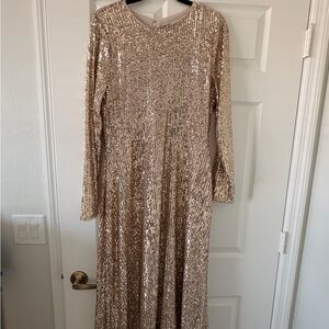 Ann Taylor Gold Sequin Maxi Dress